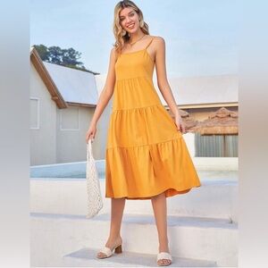 Midi Mustard Dress / Beach Coverup, Medium